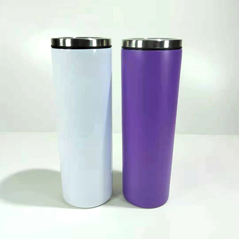 20oz stainless steel double wall insulated vacuum total straight skinny tumbler with metal screw lid  (6)