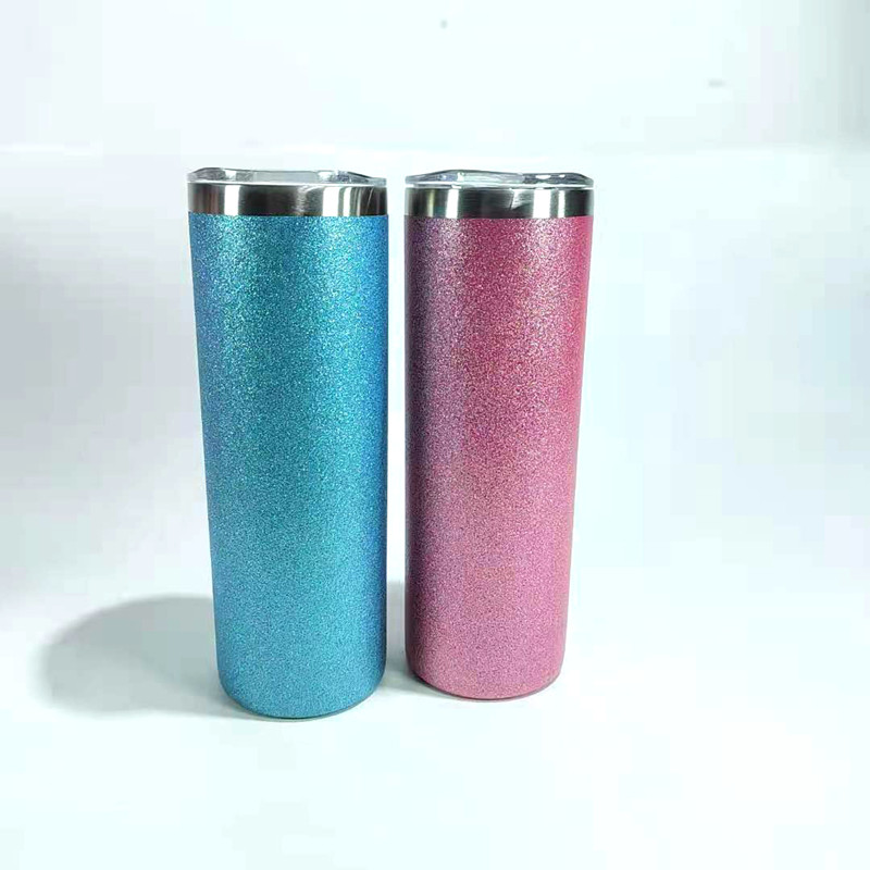 double wall vacuum insulated stainless 20oz total straight glitter powder coated ( (4)