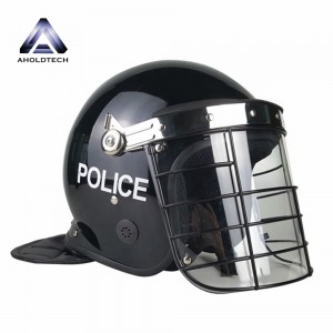 Casco antidisturbios de cara completa ABS+PC de policía con visera convexa de malla metálica ATPRH-R01