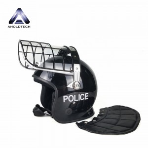 ตาข่ายโลหะกระบังหน้าตำรวจเต็มหน้า ABS + PC หมวกกันน็อคป้องกันการจลาจล ATPRH-R01
