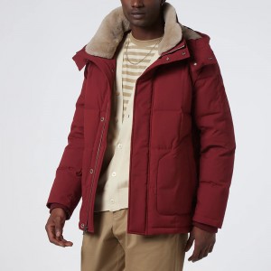 Men Puffer Down Coat Removable Faux Sherpa Coll...