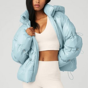 Custom Puffer Jackets For Women Solid Color Sid...
