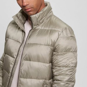 Men’s Lightweight Puffer Jackets 100% Recycle Polyester Champagne High Quality For Wholesale