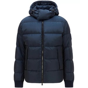Men Puffer Jackets 100% Recycled Polyester Ribbed Cuffs  Detachable Hood For Wholesale Manufacturer