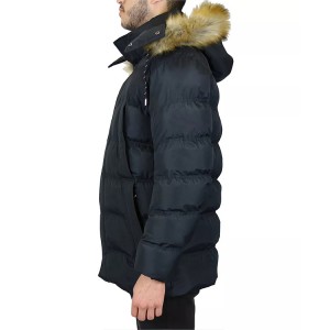 Men’s Heavyweight Parka Jacket with Detachable Hood Ribbed Sleeve Cuffs Fur Hood New Design