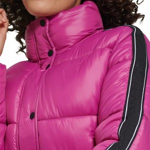 Women’s Active Cropped Stretch Puffer Jacket Stand Collar Zipper Pockets Manufacturer In Bulk