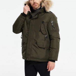 Men Fur Collar Hooed Down Coat Custom Zip Up High Quality Wholesale For Manufacturer