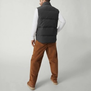 Custom Men Vest Structured Down Filled Collar Two-Way Front Zipper White and Black Custom Logo Wholesale Winter In Bulk