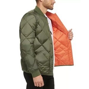 Men Diamond Quilting Blue Down Jackets 100% Polyester Front Zipper Pockets New Fashionable Design
