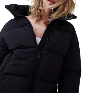 Women Cotton Padded Jacket Elasticated Cuffs Full-Zip With Snap-Button Closures Side Pockets 100% Polyester Wholesale In Bulk