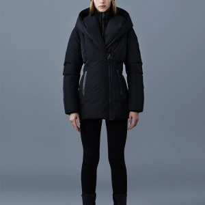 Women Down Coat 100% Polyester Slightly Dropped Shoulder Welt Pockets Concealed Two-way Metal Zipper New Fashion Tops