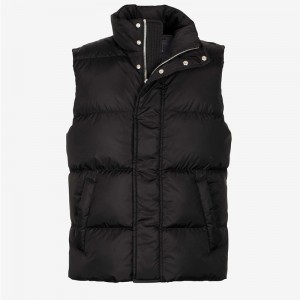 Down Vest For Men’s Soft 100% Nylon Waterproof Multiple Pockets Raised Collar Contrast Colors Front Zipper Low Quantity Wholesale