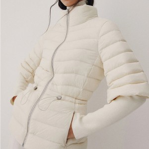 Diamond quilting Down Coat For Women Mid-Thigh-Length Detachable Scarf Angled Welt Pockets Waterproof  Manufacturer Price