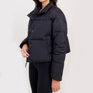 Hot Selling Full Zip Up Custom Logo Patch Cotton Coat For Winter Women’s  Puffer Jacket