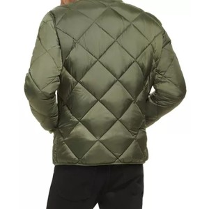 Men Diamond Quilting Blue Down Jackets 100% Polyester Front Zipper Pockets New Fashionable Design