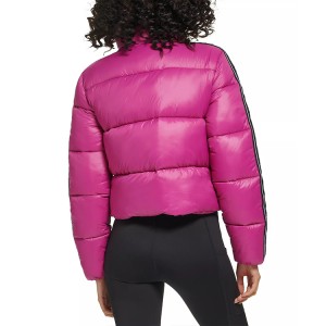 Women’s Active Cropped Stretch Puffer Jacket Stand Collar Zipper Pockets Manufacturer In Bulk