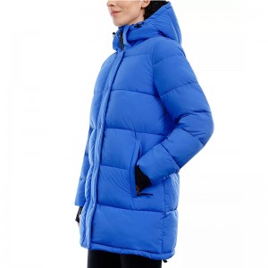 Long Unsex Down Coat Lightweight Comfortable 100% Nylon Stand Zipper Hooded Hot Sale