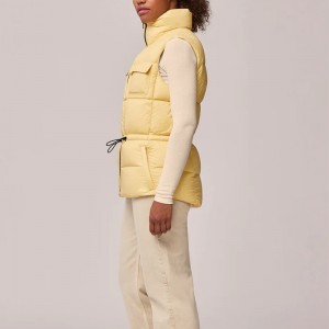 Women Down Vest Cowl Neck Short Sleeves Covered Press-Stud Fastening Welt Pockets Regular Fit Wholesale Winter Fashionable Tops