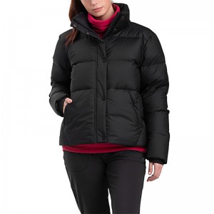 Women Down Jackets Funnel Collar Lined With Faux Sherpa Adjustable Elastic Draw-Cord Inside Waist Tunnel Chest Patch Pockets