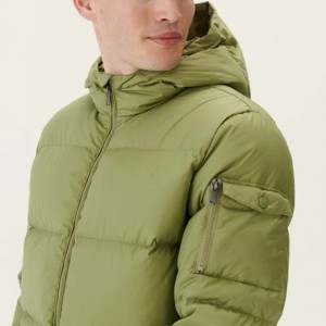Man Color Block Puffer Coat High Quality Cotton Padded Front Metal Zippers Custom Logo Wholesale Manufacturer
