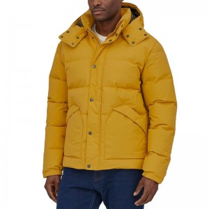 Men Puffer Coat Down-Filled Adjustable Hood Removable Elasticized Interior Backpack Straps Exterior Pockets Lightweight Warmth For Winter