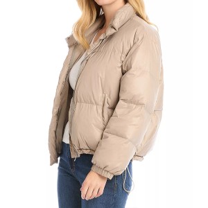 Women Short Down Jackets with Zipper Stand collar Custom Printing Logo Manufacturer