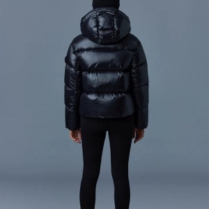 Women Down Puffer Jacket Stand Collar With Removable Hood Rib Knit Cuffs And Hem Oversize Fit Factory Wholesale