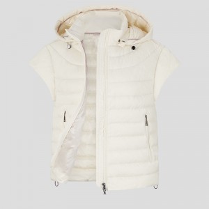 Women Lightweight Puffer Vest Multi-Stitched Chest Patch Pocket Adjustable Draw-Cord Waist Tunnel Funnel Collar Factory Sales