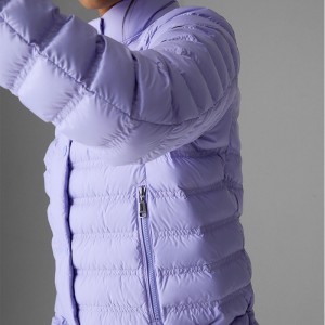 Women Diamond Quilt Down Jackets Stand Collar Two-ways Front Zipper Welt Pockets Drawstring Hem For Winter Wholesale