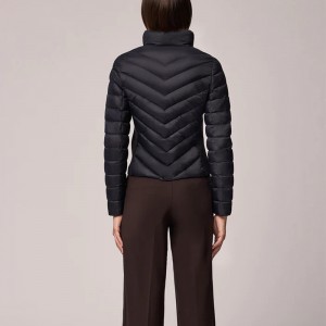 Womens Down Jacket Lightweight Front Zip Up Pockets Matching Binding at Hem & Cuffs Stuff Solid Color In Bulk Wholesale