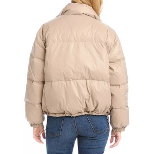 Women Short Down Jackets with Zipper Stand collar Custom Printing Logo Manufacturer
