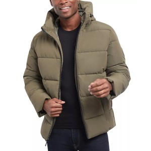 Men’s Quilted Puffer Jacket Coat Drawcord Hood Full-Zip Front Heavyweight Wholesale Winter