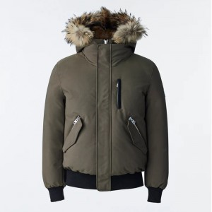 Men’s Light Down Jacket With Detachable Shearling Trim Hood Adjustable Drawcord Hem Windproof For Winter Wholesale