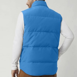 Custom Men Vest Structured Down Filled Collar Two-Way Front Zipper White and Black Custom Logo Wholesale Winter In Bulk