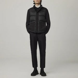 Men’s Vest Secure-Zip Hand Pockets Hem Shockcord Oversize Baffles Attached Stowable Three-Piece Hood Stand Collar Wholesale Winter
