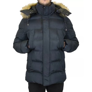 Men’s Heavyweight Parka Jacket with Detachable Hood Ribbed Sleeve Cuffs Fur Hood New Design
