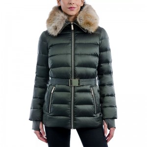 Women’s Green Removable Belted Puffer Coa...