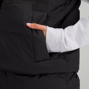 Black Long Transformable Vest Stand Collar Waterproof Zipper Pockets Fitness Wholesale