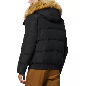 Men’s Down Jacket 100% Polyester Full Zipper Custom Logo With Removable Fur Hood