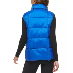 Women’s Zippered Mock-Neck Puffer Vest Short Sleeveless Flap Pockets High Quality Wholesale In Winter