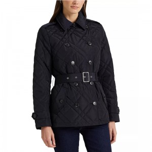 Women’s Belted Double-Breasted Quilted Co...
