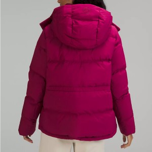 Women Down Coat with removable Hood and Zippered Hand Pockets for Hot Sale