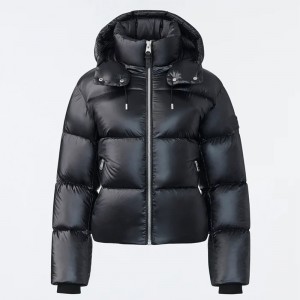 Women Down Puffer Jacket Stand Collar With Removable Hood Rib Knit Cuffs And Hem Oversize Fit Factory Wholesale