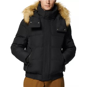 Men’s Down Jacket 100% Polyester Full Zipper Custom Logo With Removable Fur Hood