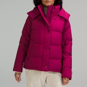 Women Down Coat with removable Hood and Zippered Hand Pockets for Hot Sale