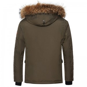 Men Wool Down Jacket Removable Shearling Shirt Collar Front Zip Closure With Leather Pull Tab Manufacturer