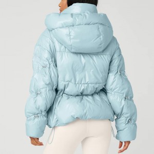 Women Puffer Coat Tall Collar AAdjustable Bungees Snap Hood Oversized Fit Long Sleeve Wholesale Custom Low Price