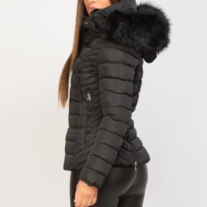 Factory Custom Women’s Duck Down Quilted Jacket with Fur Hood