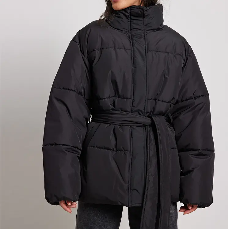 What are the advantages of a custom women’s down jacket with a belt?