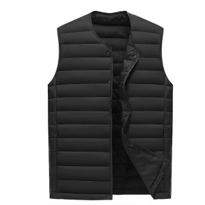 Custom Oround Neck Button Up Lightweight Quilted Jacket Vest For Men
